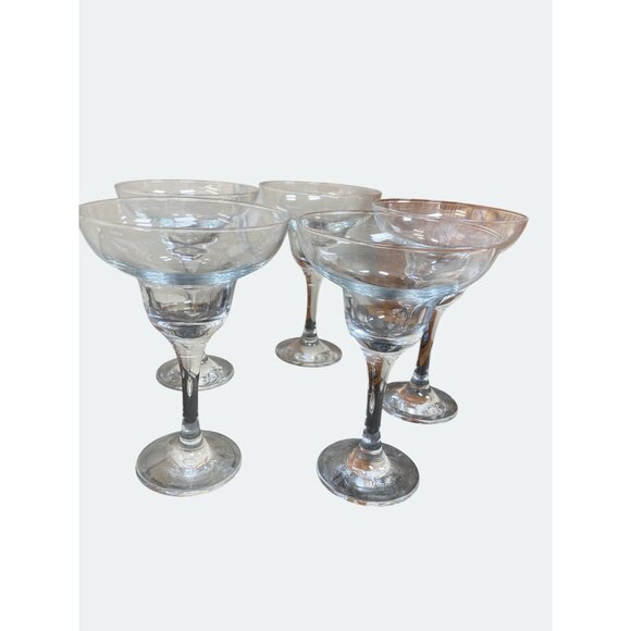 Margarita Goblets Tall Stems & Wide Rims Elegant Glass Beverage Drink Set 5 - Picture 1 of 4